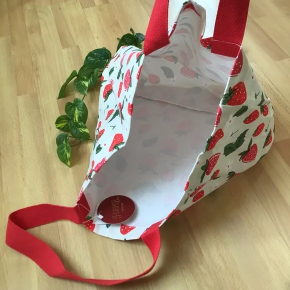 Anthro Strawberry 🍓 Print Canvas Tote Shopping Bag - Picture 12 of 13